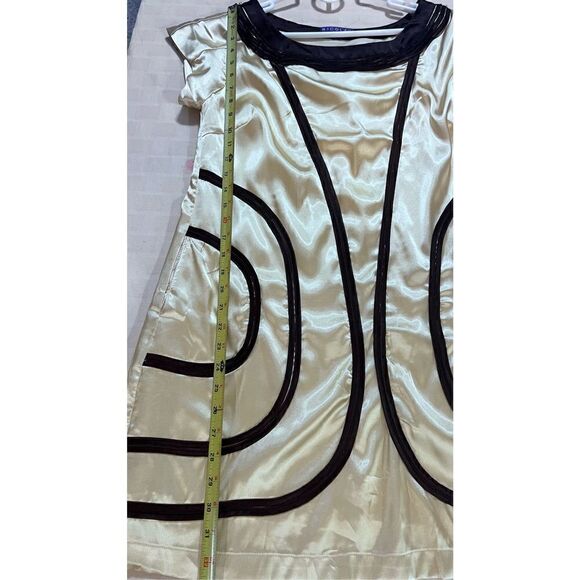 Nico La Women's Square Neck Short Sleeve Swirled A-Line Dress Yellow Size Large - Picture 7 of 9